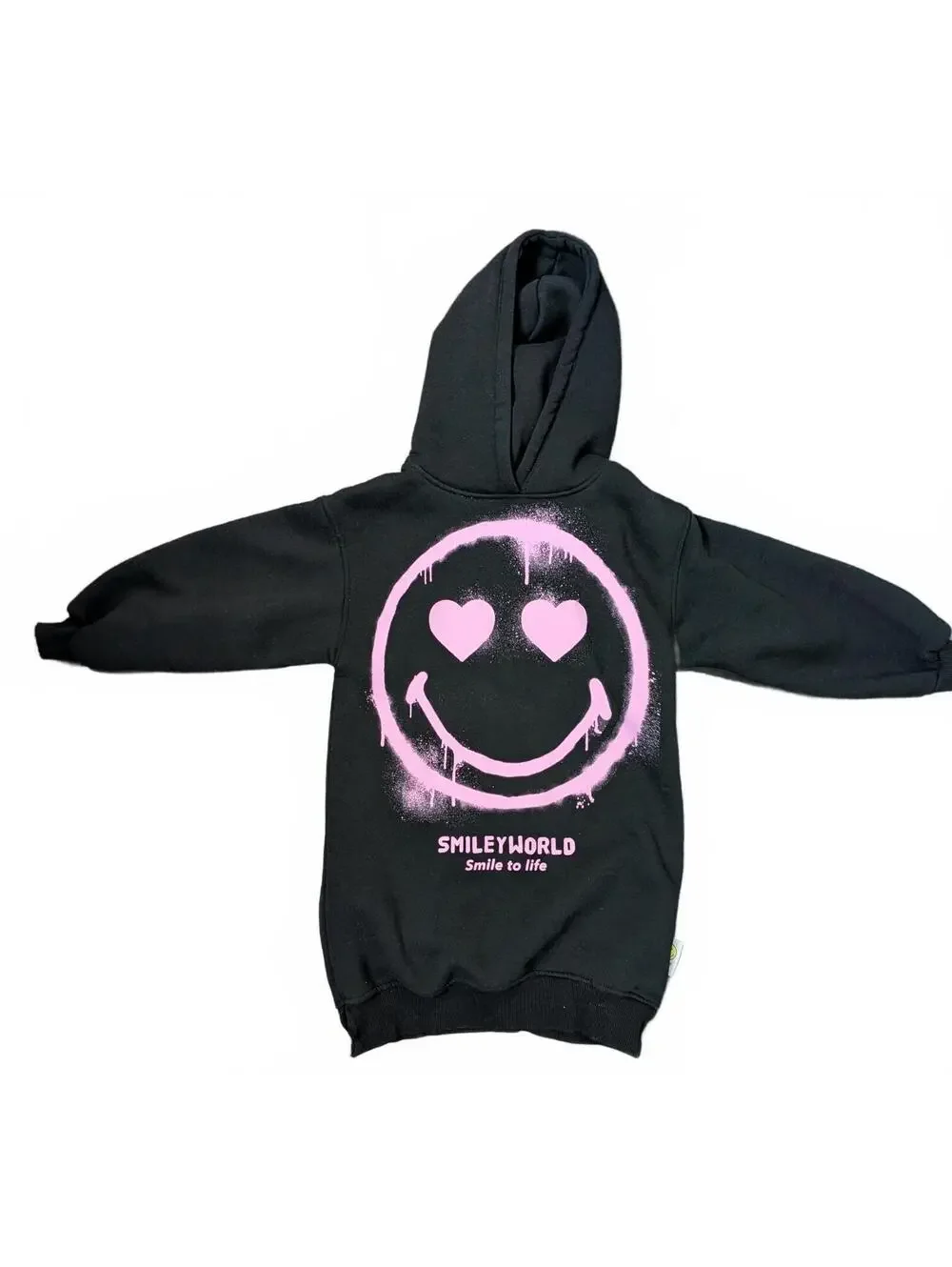 Zara x SmileyWorld Hooded Sweatshirt Dress | Black & Pink | Size 7 (122 cm)